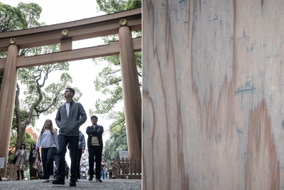 American tourist arrested in Japan for defacing a religious shrine by carving into gate with his fingernails