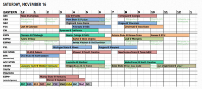 College football Saturday games, schedule, TV