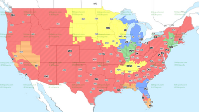 TV broadcast coverage map for Raiders vs. Dolphins Week 11