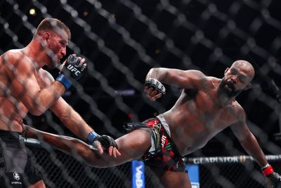 Jon Jones stops Stipe Miocic with stunning spinning body kick at UFC 309