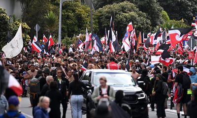 Tens of thousands march on NZ parliament in protest against Māori treaty bill