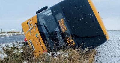 Bus topples onto side as icy conditions hit Scotland