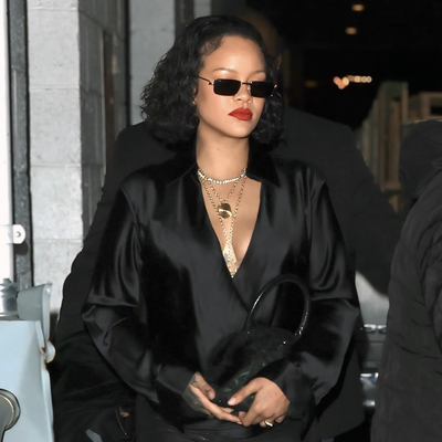 Rihanna Unleashes Her Inner Millennial in Skintight Leggings and a Satin Going-Out Top