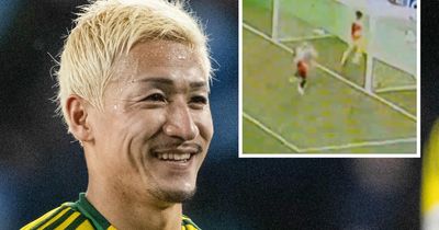 Watch as Celtic star Daizen Maeda suffers hilarious Japan open goal warm-up mishap