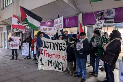 Town with community links to Gaza calls for ceasefire amid protest