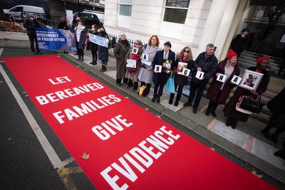 Bereaved families demonstrate outside UK Covid-19 Inquiry