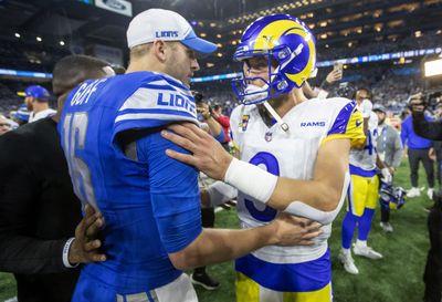 John Wayne and a teddy bear: Andrew Whitworth has unique comparisons for Matthew Stafford and Jared Goff