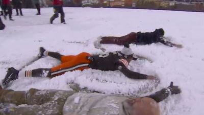 Jameis Winston Celebrated Browns Win By Making Snow Angels With 'TNF' Crew