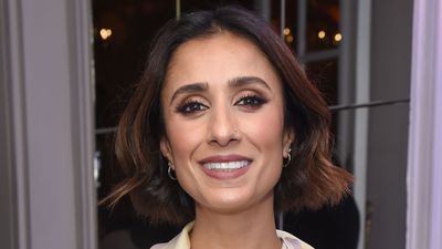 We weren't sure about pastels for winter until we saw Anita Rani's blush pink jumper and sage woolly hat