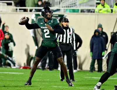 Watch MSU QB Aidan Chiles, other Spartans recap victory over Purdue