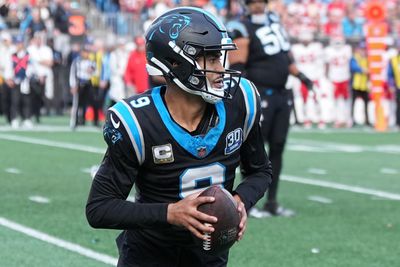 Panthers QB Bryce Young is asked why he thinks he’s improved since returning to starting lineup