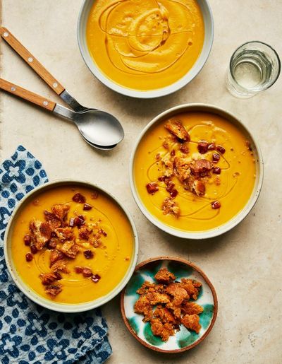 José Pizarro’s recipe for spiced roast squash soup with chorizo migas