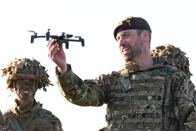 William tries flying drone during Army live firing exercise