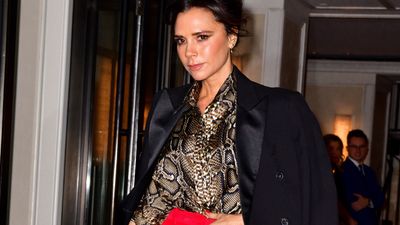 Victoria Beckham's red flares and snake blouse proved you don't have to choose between bold colours and animal print