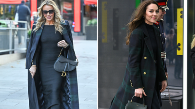 Amanda Holden stuns in Kate Middleton's designer trench coat with black dress and a touch of Dior