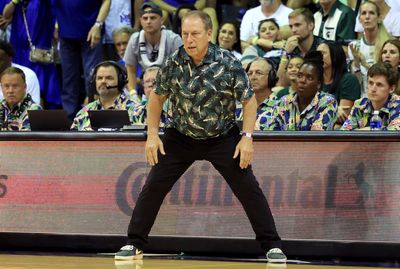 Tom Izzo talks to Andy Katz after MSU’s thrilling win over UNC