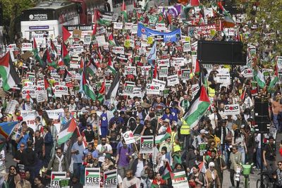 Tense scenes as pro-Palestinian demonstration and counter-protest held near Christmas shoppers in London