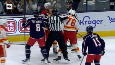 Glass-Rattling Mathieu Olivier Hit Into Boards Sparks Fight in Blue Jackets vs. Flames