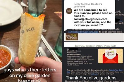 Olive Garden diner finds serial number printed on her breadsticks — and gets paid for the snafu