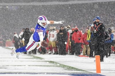 Josh Allen has TDs passing, rushing and receiving as Bills rout 49ers 35-10 in snow, clinch AFC East