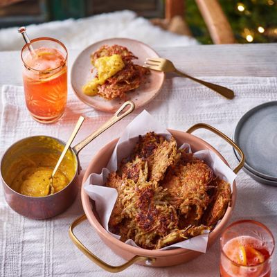 Marie Mitchell’s jerusalem artichoke fritters with clementine sauce recipe