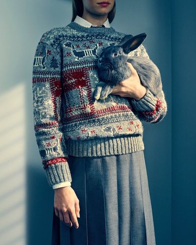 Thom Browne's 2024 Holiday Campaign Combines Cozy Fair Isle Sweaters With Bunny Bags