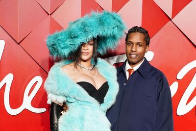 Rihanna steps out in maximalist turquoise fur at the Fashion Awards 2024