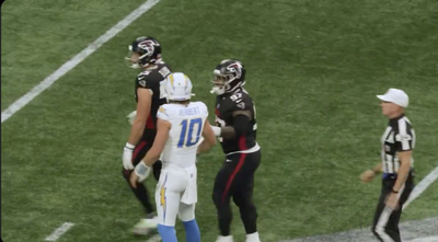 Mics caught Justin Herbert and Grady Jarrett sharing a classy moment during Chargers-Falcons