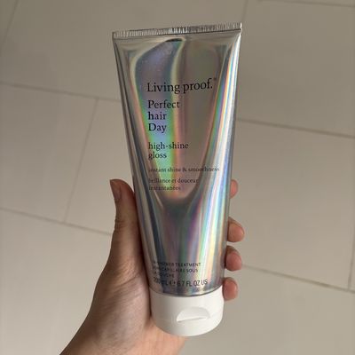 My hair never looks shiny, but this quick and easy in-shower treatment makes my textured hair look so sleek and glossy