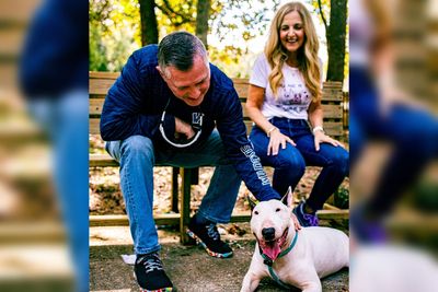 Bull terrier found tied to a fence during Hurricane Milton has new family