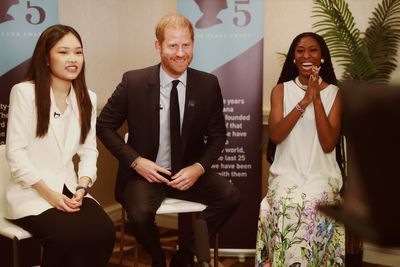 Relaxed-looking Harry praises Diana Award winners ‘for giving him hope’