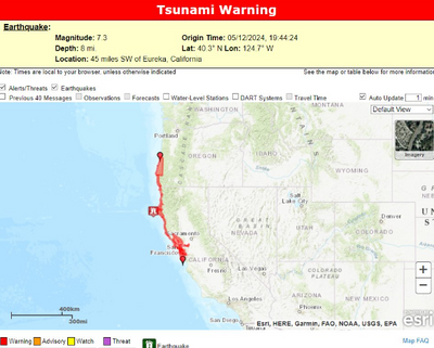 California Coast Threatened By Tsunami Warning After 7.3 Offshore Earthquake