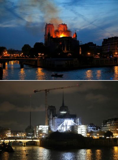 AP PHOTOS: Then and now, Notre Dame Cathedral's rebirth from fire