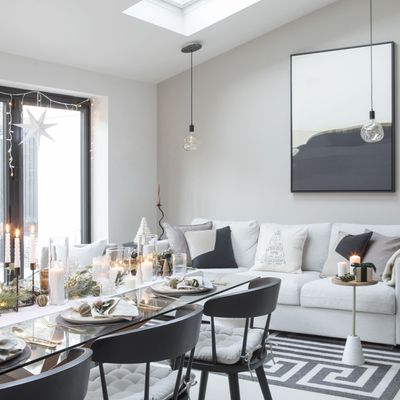 This stylish and relaxed home has been turned into a Scandi-style winter wonderland for Christmas