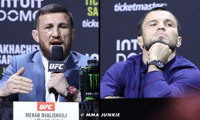 ‘You’re a piece of sh*t’: UFC 311 co-headliners Merab Dvalishvili, Umar Nurmagomedov argue title merit