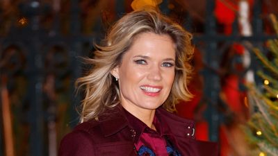 We can't stop thinking about Charlotte Hawkins' stunning burgundy maxi coat and matching velvet accessories