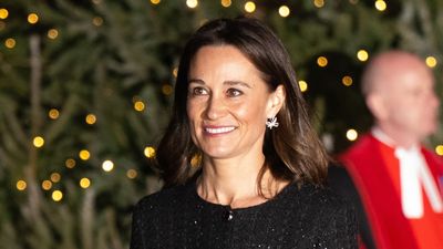 Pippa Middleton's sparkling black midi dress looks so luxe styled with festive velvet accessories - it reminds us of vintage Chanel