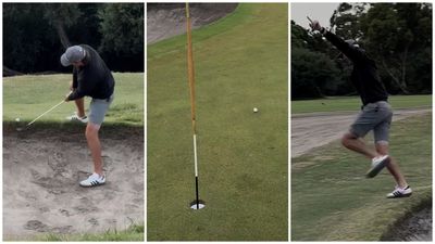 Watch As Mac Boucher Pulls Off Insane Backwards Moon-Ball Wedge Shot From Bunker's Edge