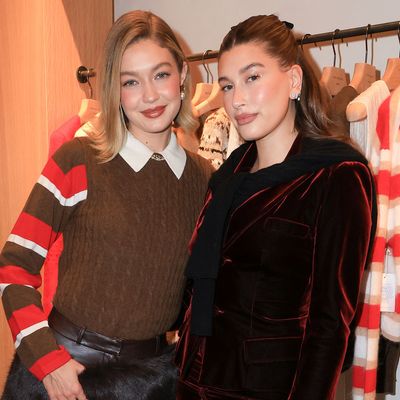 Hailey Bieber Supports Gigi Hadid's LA Store Opening With Coordinating Holiday Outfits