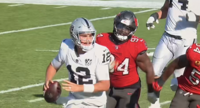 The Bucs got away with roughing the passer on the play that injured Raiders QB Aidan O’Connell