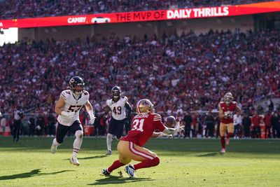 Rookie Isaac Guerendo finishes impressive drive with TD run vs. Bears