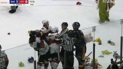 Huge Hockey Fight Breaks Out During Game's Annual Teddy Bear Toss