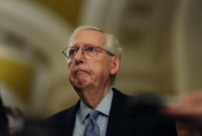 Senate Republican Leader Mitch Mcconnell Falls During GOP Lunch