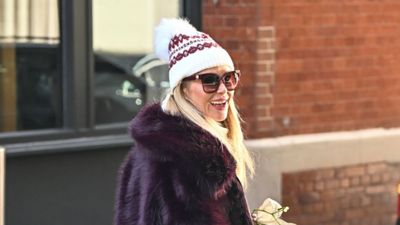 Amanda Holden took cosy winter style to a new level in Zara ankle boots, Fair Isle knits and fluffy plum coat