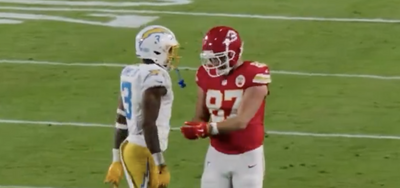 Travis Kelce had a great mic’d-up response as the Chargers’ Derwin James complained to the refs