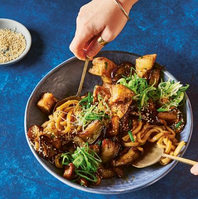 Quick, sticky and not too tricky: Alice Zaslavsky’s recipe for eggplant, tofu and noodle salad