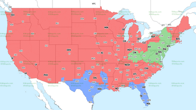 If you’re in green, you’ll get Giants vs. Ravens on TV