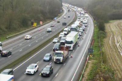 M25 and M26 closed after pedestrian hit by car and lorry fire