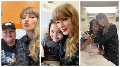 Taylor Swift wins hearts as she visits Kansas City children's hospital; pouts for selfies and signs autographs - Pics Inside