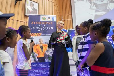 Sophia, a famous robot and global icon of AI, wins hearts at Zimbabwe's innovation fair